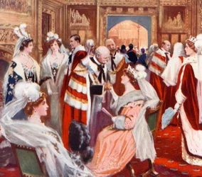 Das Vorzimmer des House of Peers vor der feierlichen Parlamentseröffnung