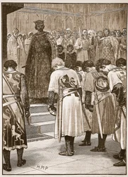 Die Barone legen Heinrich ihre Forderungen vor, Illustration aus Cassells Illustrierter Geschichte Englands