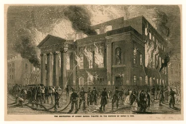 Die Zerstörung des Covent Garden Theatre, London, am Morgen des 5. März 1856