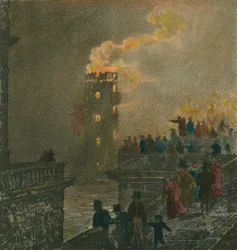 Das Feuer von der Waterloo Bridge am 5. Januar 1826