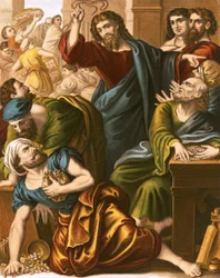 Die Geldwechsler aus dem Tempel vertrieben
