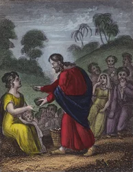 Die Menge sitzt um ihn herum ...