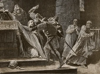 Der Mord an Becket in der Kathedrale von Canterbury, Illustration aus Cassells Illustrierter Geschichte Englands