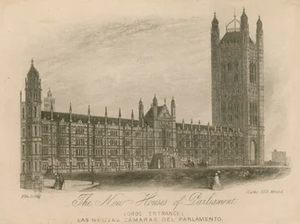 Die neuen Parlamentsgebäude, Palace of Westminster, London; Eingang der Lords
