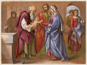 Die Darstellung im Tempel (Farblithografie)