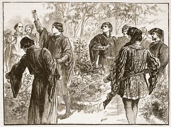Der Streit in den Temple Gardens, Illustration aus Cassells Illustrierter Geschichte Englands
