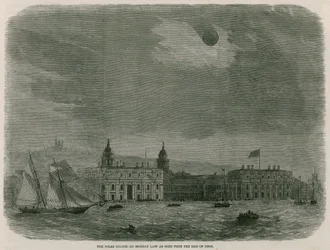 Die Sonnenfinsternis von der Isle of Dogs aus gesehen