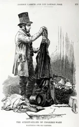 Der Straßenverkäufer von Töpferwaren im Tausch gegen alte Kleidung, ca. 1840