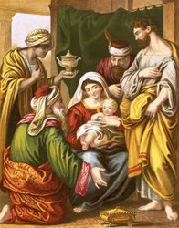 Das Geschenk der Weisen an den neugeborenen Retter