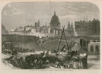 Die Arbeiten der Metropolitan Extension Railway in Smithfield