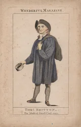 Thomas Britton: Der musikalische Kohlenmann, Illustration aus Wonderful Magazine, ca. 1764 (handkolorierte Gravur)