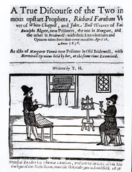 Titelseite von A True Discourse of the Two Infamous Prophets, Richard Farnham, Weaver, of White-Chapel, und John Bull, Weaver, of Saint Botolphs, Algate von T.H 1636