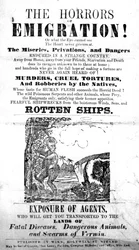 Titelseite für eine Broschüre über Die Schrecken der Auswanderung!