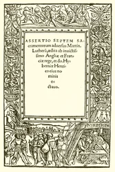 Titelseite von Heinrichs VIII. Buch gegen Luther