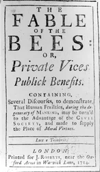 Titelseite für The Fable of the Bees von Bernard de Mandeville, 1714