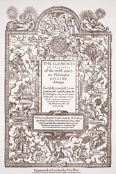 Titelseite der frühen Übersetzung von Euklids Elementen, gedruckt von John Day, London, 1570-71