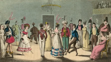 Tom und Bob zeigen ihre Figuren auf einem Kostümball