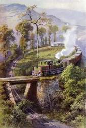 Zug um Agony Point, eine Schleife auf der Darjeeling Himalayan Railway, Indien