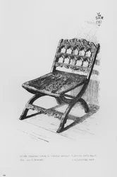 Kinderklappstuhl, geschnitztes Walnussholz, flämisch, um 1600