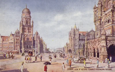 Ansicht des Victoria-Terminus und des Gemeindegebäudes, Bombay