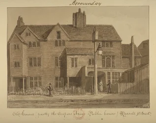 Ansicht des Coopers Arms Inn, Russell Street, 1828
