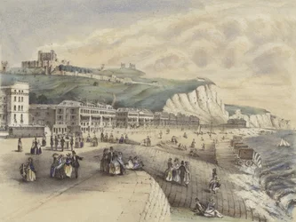 Blick auf die Marine Parade und das Schloss, Dover