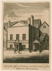 Ansicht des Amtes für Artillerie mit dem Eingang zum House of Lords