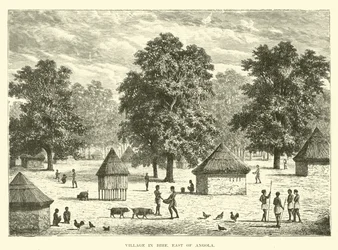 Dorf in Bihe, östlich von Angola