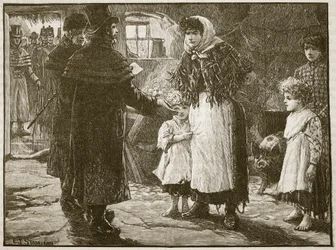 Besuch des Zehntenprokurators, Irland, 1832, Illustration aus Cassells Illustrierter Geschichte Englands
