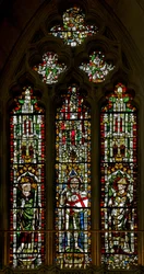 Fenster N2 mit St. Blasius, St. Georg und einem Papst (Leo?)