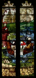 Fenster, das Christus und die Fischer zeigt