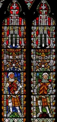 Fenster s4, Ritter und Baldachine darstellend