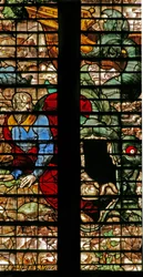 Fenster w16, Darstellung von Jona, der vom Wal befreit wird