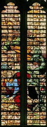 Fenster w16, Darstellung von Jona, der vom Wal befreit wird