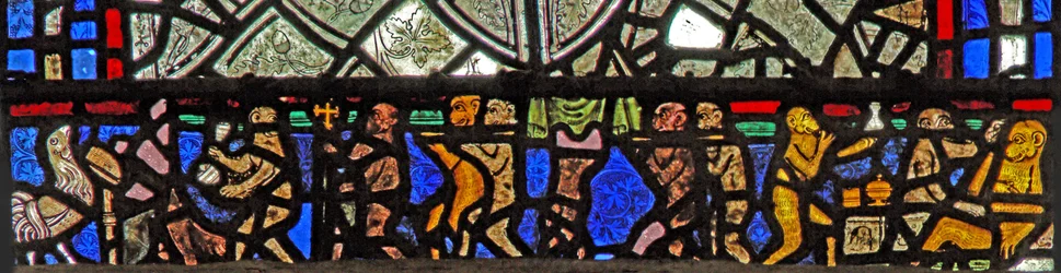 Fenster w40, Darstellung eines Randpanels mit dem Affenbegräbnis