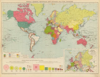 Welt, Allgemeine Referenzkarte mit politischen Unterteilungen