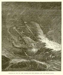 Wrack eines der Schiffe der Armada vor der irischen Küste