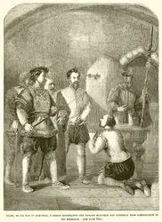 Wyatt, auf dem Weg zur Hinrichtung, entlastet feierlich Prinzessin Elisabeth und Courtenay