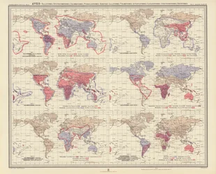 Zoogeographie: Aves, Ralliformes, Opisthocomiformes, Columbiformes, Pteroclidiformes, Hemipodii, Galliformes, Tinamiformes, Apterygiformes, Casuariiformes, Struthioniformes, Rheiformes