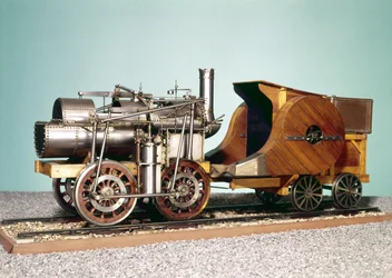 1:10 Modell der ersten Lokomotive, gebaut von Marc Seguin für die St. Etienne-Lyon Eisenbahn