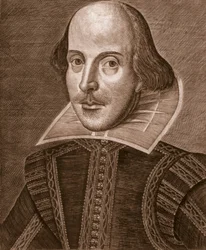 Porträt von William Shakespeare, gestochen von Martin Droeshout, 1623