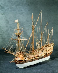 Getakeltes Modell einer portugiesischen Karavelle von etwa 1535