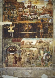 Der Monat September: Der Triumph des Vulkan und das Zeichen der Waage, aus dem Raum der Monate, 1467-70