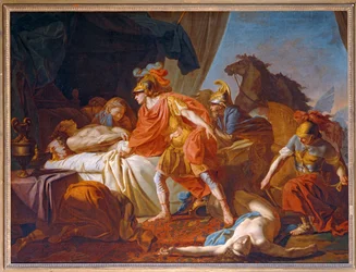 Achilles legt den Leichnam von Hector zu Füßen des Körpers von Patroklos