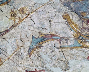 Schiffsschnabel und Delphin