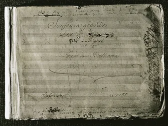 Titelblatt von Beethovens Dritter Symphonie "Eroica", Gesellschaft der Musikfreunde, Wien, Österreich