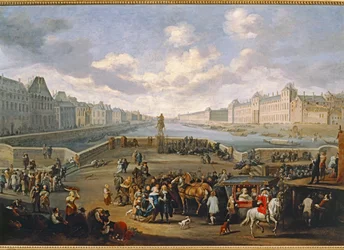 Ansicht von Paris mit dem Louvre, vom Pont Henri IV aus gesehen