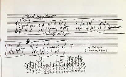 Detail der Partitur von Sports und Unterhaltung von Erik Satie