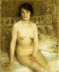 Eine sitzende Nackte