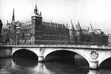 Blick auf die Justizpaläste und die Pont Neuf von der Seine aus, Paris, 1931